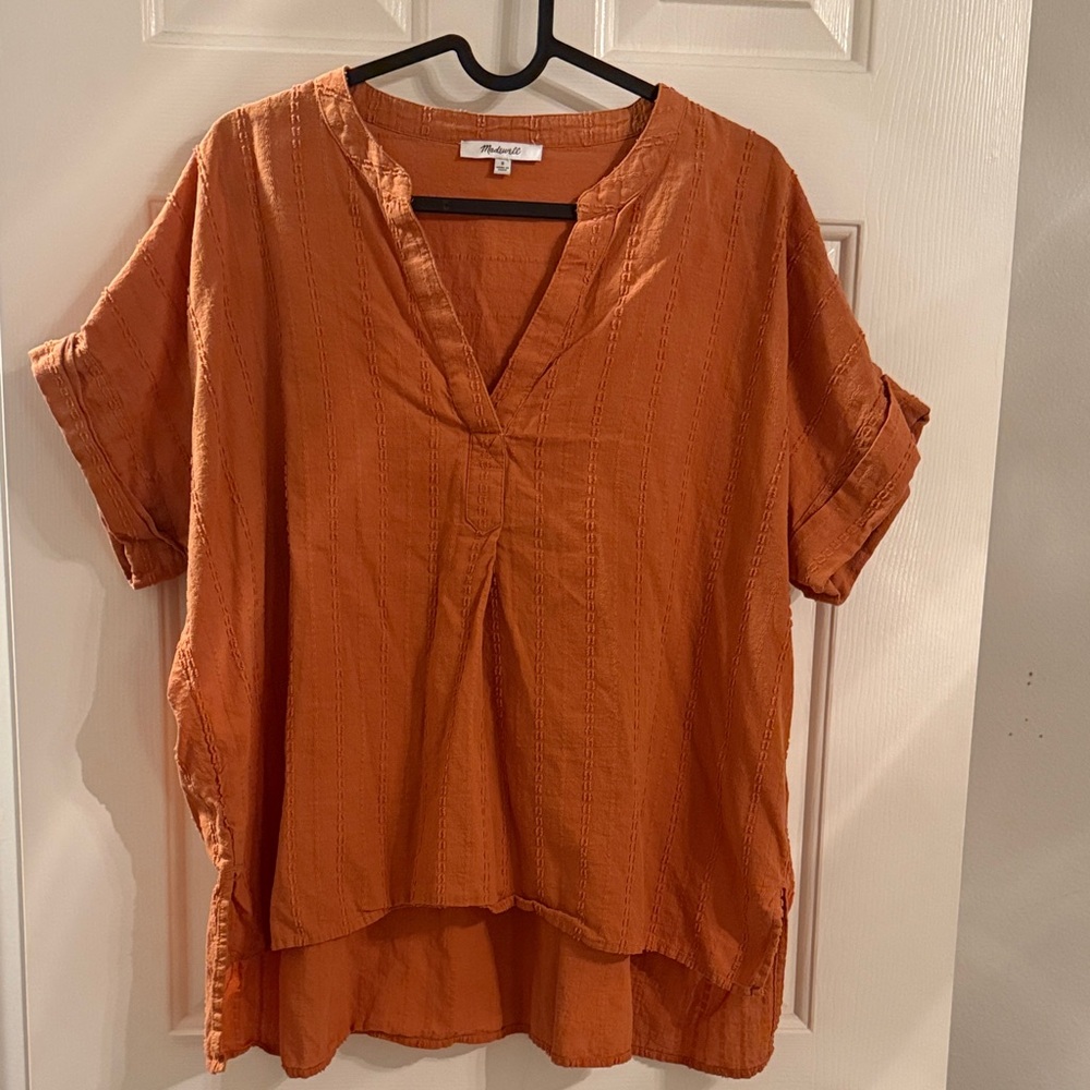 Madewell Terracotta Oversized V-Neck Blouse